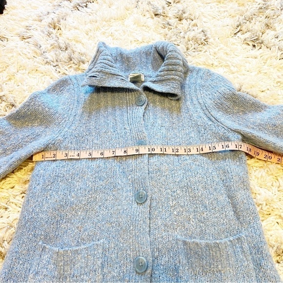 L.L. Bean | Wool Blend Blue Knit Cardigan Sweater Size Medium - Picture 7 of 7
